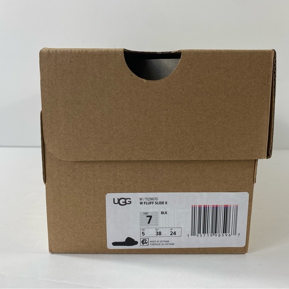 UGG Fluff Slide II Sheepskin Black Slide Slipper - Picture 7 of 11